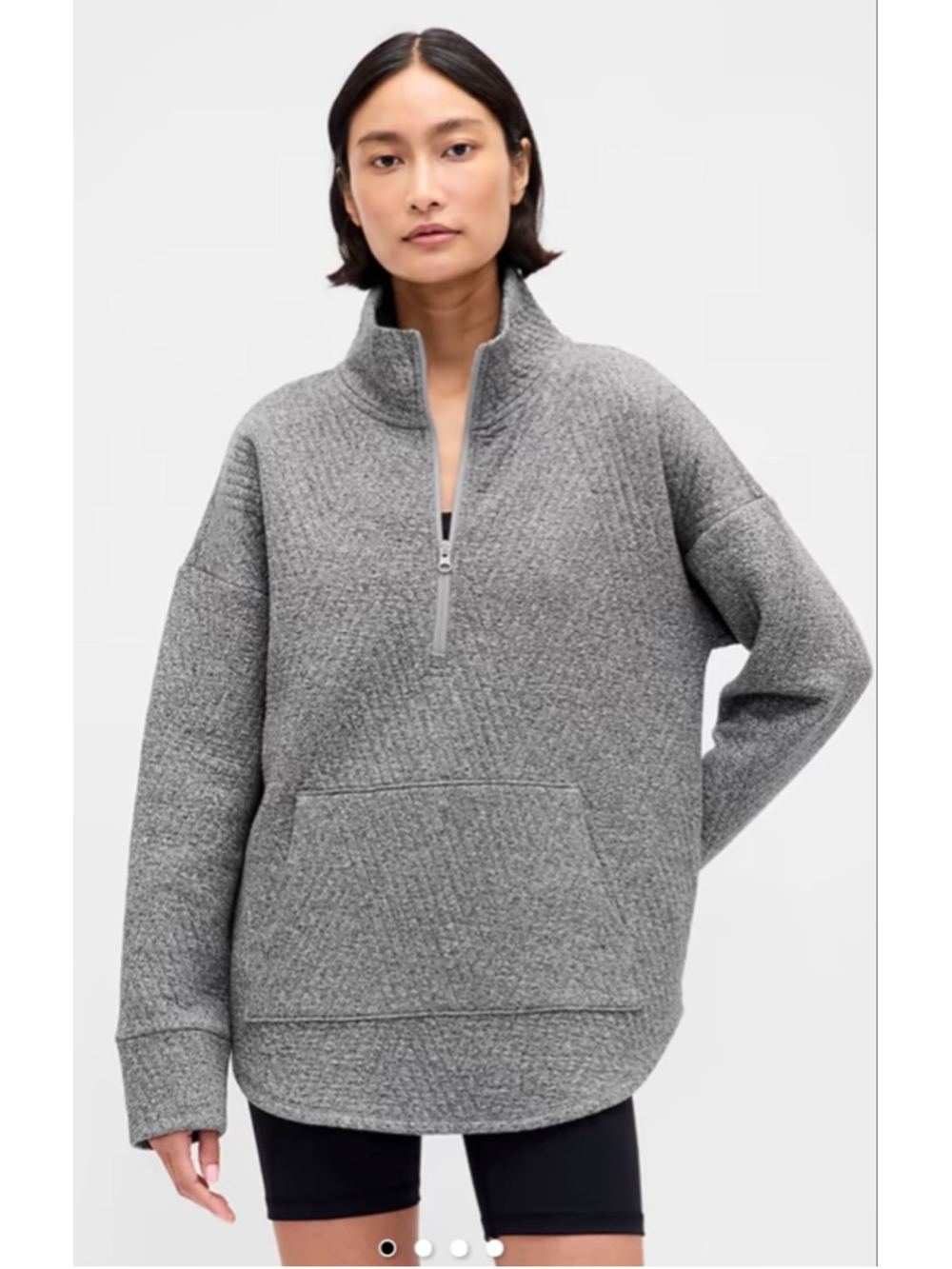 NWT Gap Fit Quilted Jacquard Half-Zip Pullover in Heather Gray Sz XL!